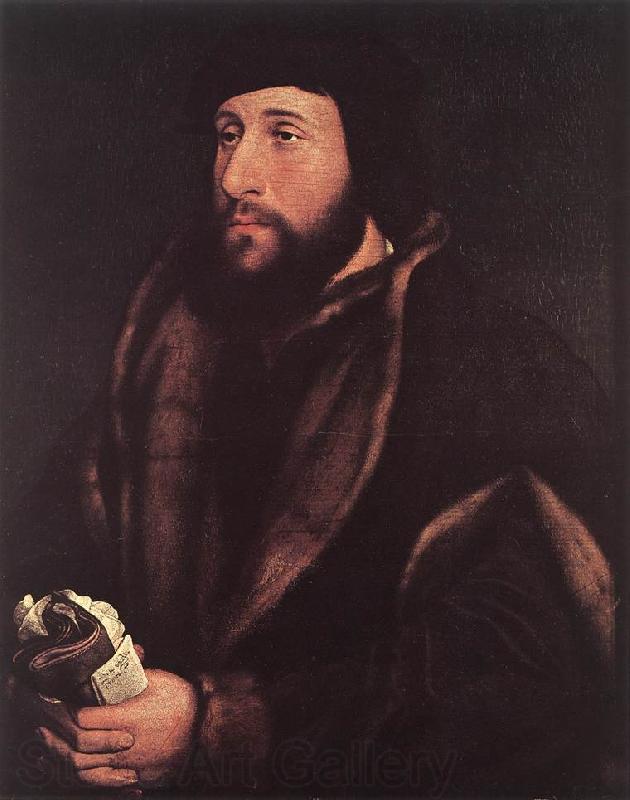 HOLBEIN, Hans the Younger Portrait of a Man Holding Gloves and Letter sg France oil painting art